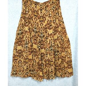 Jones New York Collection 100% Silk Skirt Women 14 Midi Brown Tan Forest Fairy